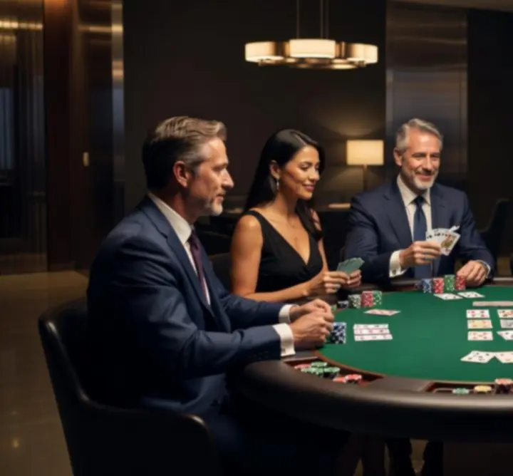 Offline pokeravond met gezelschap rondom een pokertafel